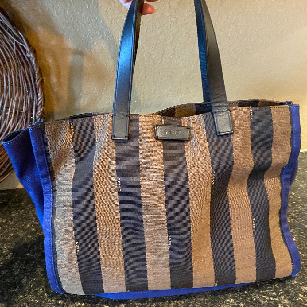 FENDI Pequin Stripe Tote- VGC